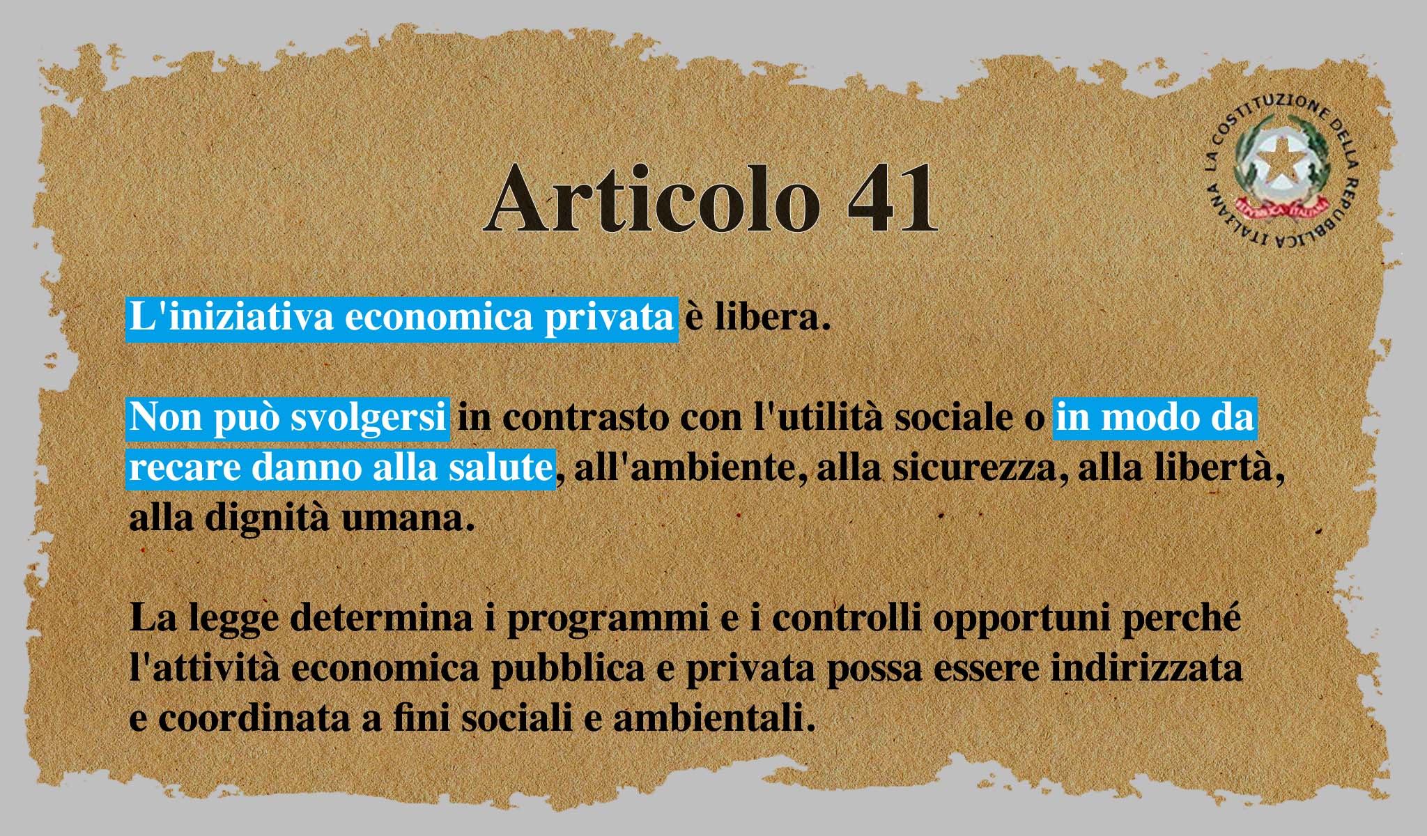 Articolo 41 Costituzione italiana - iniziativa economica privata, salute e sicurezza sul lavoro